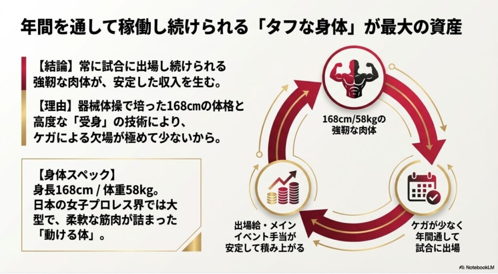 年間を通して稼働し続けられる上谷沙弥のタフな身体と資産価値のサイクル