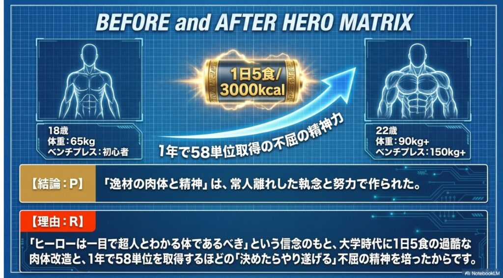 棚橋弘至の立命館大学時代の肉体改造ビフォーアフターと1日5食3000キロカロリーの記録