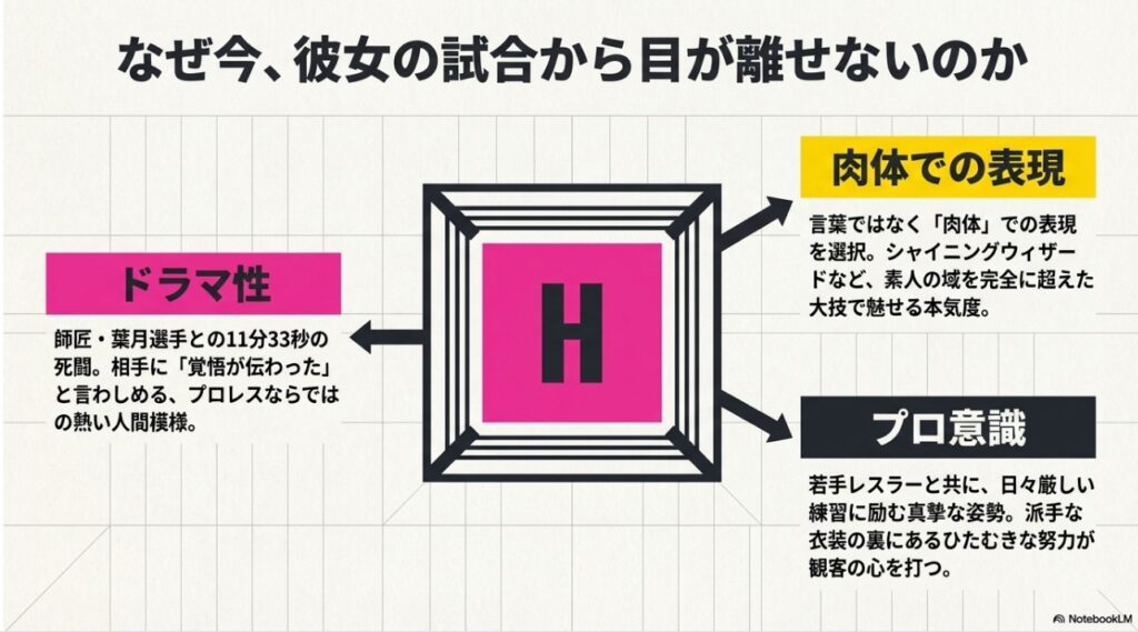 ドラマ性、肉体表現、プロ意識の3つの視点での分析