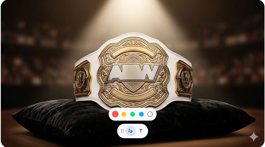 黒いベルベットに置かれた、白革と金の装飾が美しいチャンピオンベルト。小波選手が戴冠した至高の「白いベルト」。