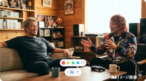 新日本プロレスのタイチ選手と高橋ヒロム選手が、和気あいあいとトークを楽しむ微笑ましい様子。二人の絆の深さが伝わる。