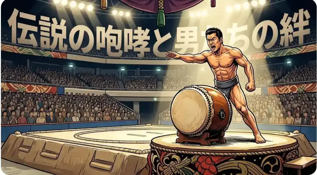 さいたまスーパーアリーナでふんどし姿で大太鼓を叩く日本人の男。高田延彦の「出てこいや」の全文と誕生の真実を表現。